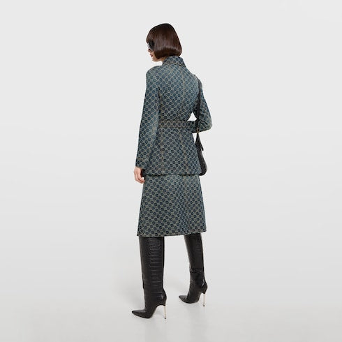 GG cotton denim jacquard jacket - blue