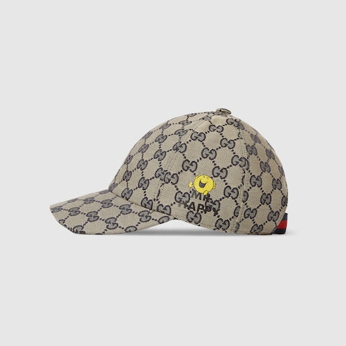 Children's GG canvas baseball hat - beige and blue