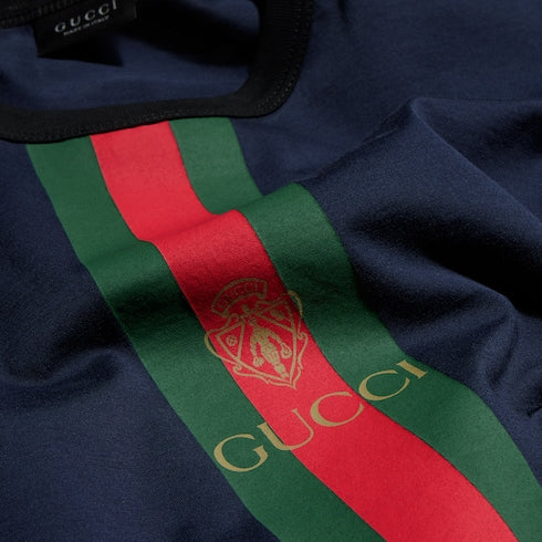 Cotton jersey T-shirt with print - dark blue