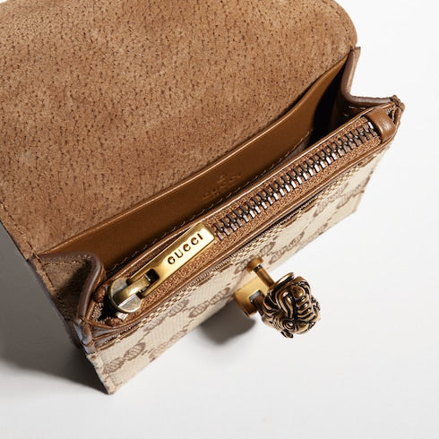Dionysus small wallet - sand and brown GG canvas