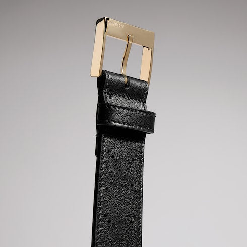 Belt with squared buckle - black GG leather