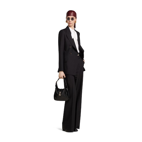 Pinstripe Gucci wool jacquard pants - black