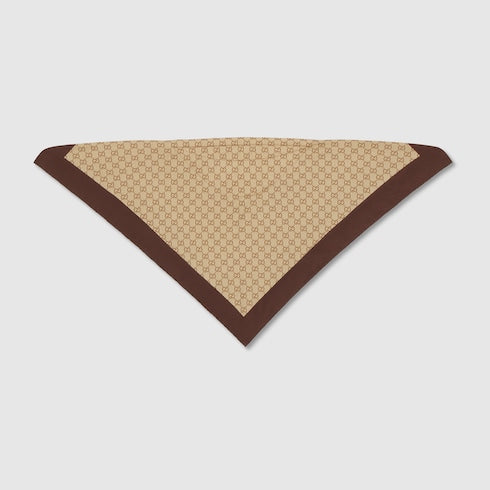 Printed silk twill headband - brown and light brown