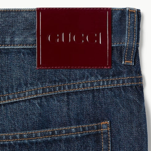 Slim fit cotton denim pant - blue
