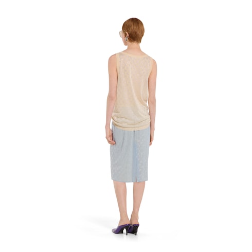 Fine silk tank top with GG crystals - light pink