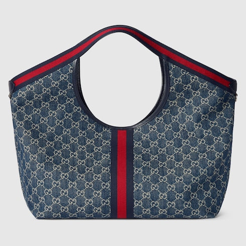 Gucci Giglio large tote bag - blue and white GG denim