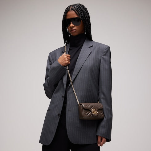 GG Marmont mini shoulder bag - dark taupe leather