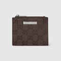Small wallet with Gucci plaque - dark brown GG canvas