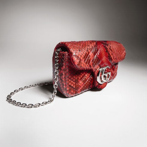 GG Marmont python mini shoulder bag - deep red