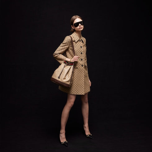 Gucci Venice large bucket bag - sand and brown GG canvas