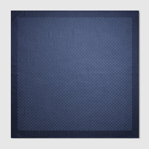 GG wool silk jacquard shawl - blue