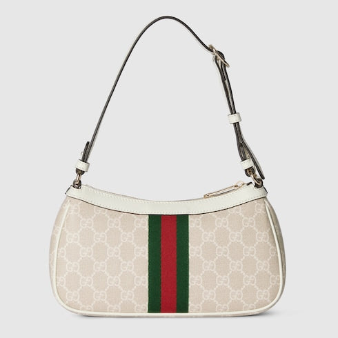 Ophidia small shoulder bag - beige and white GG fabric
