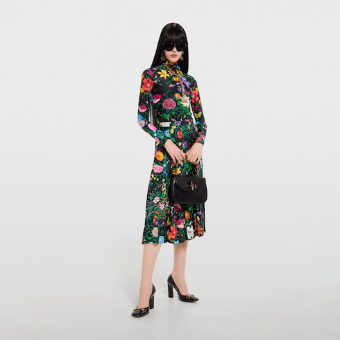 Printed sparkling jersey turtleneck - multicolor