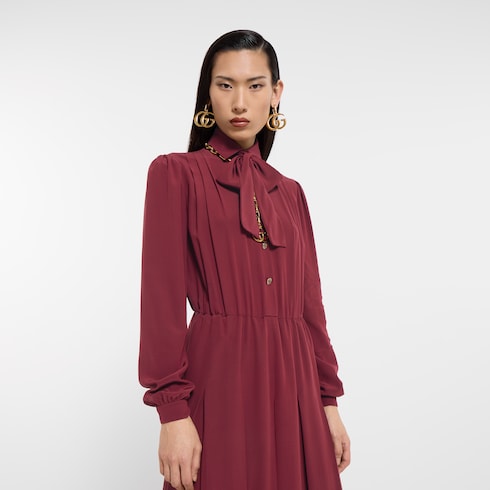 Silk crêpe de chine dress - bordeaux
