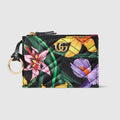 GG Marmont zip key pouch - black silk twill