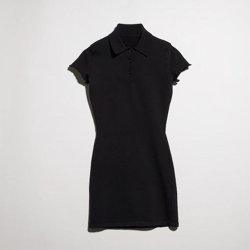 Fine stretch silk dress - black