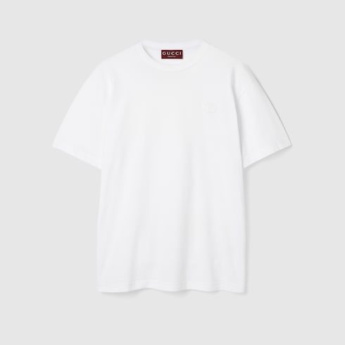 Cotton jersey T-shirt with embroidery - white