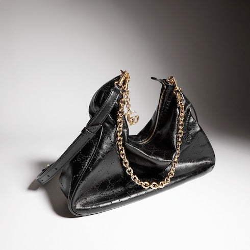 Lady Lunetta Chain medium shoulder bag - black GG leather