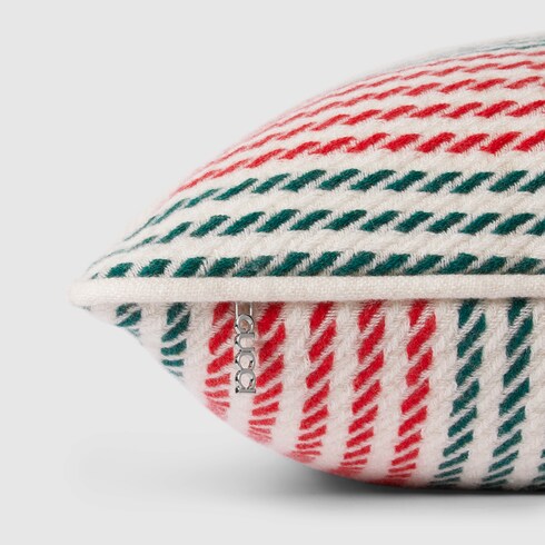 Cashmere jacquard cushion with Web - white