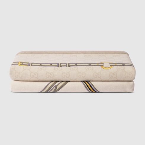 Wool blanket with print - ivory