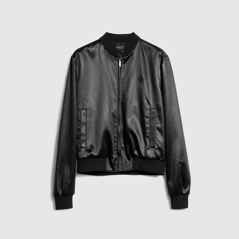 Cotton acetate satin zip jacket - black