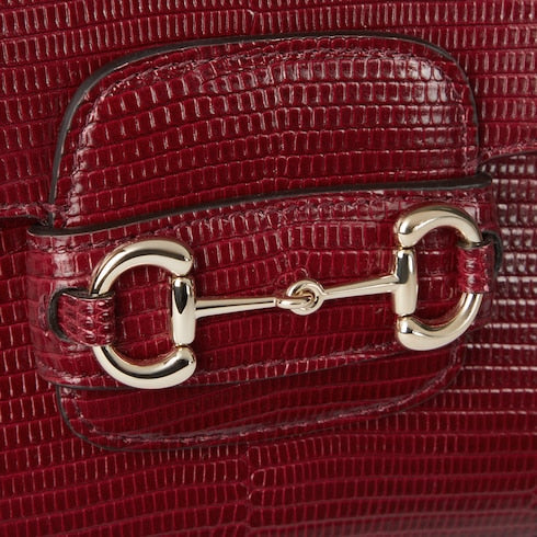 Gucci Horsebit 1955 lizard mini bag - Rosso Ancora red