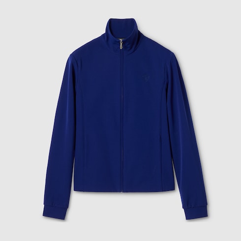 Stretch nylon gabardine zip jacket - bright blue