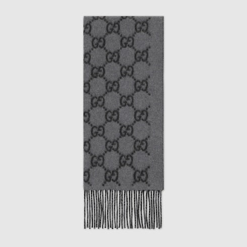 GG cashmere scarf - dark grey and black