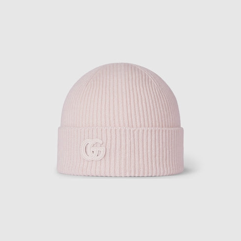 Cashmere hat with patch - light pink