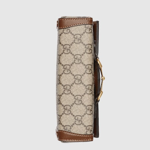 Gucci Horsebit 1955 mini bag - beige and dark brown GG Supreme