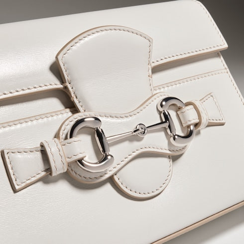 Horsebit Duomo small top handle bag - white leather