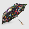 Nylon foldable umbrella with Gucci Flora print - black and multicolor