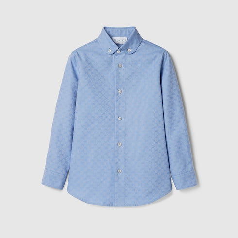 Children's Oxford cotton GG shirt - light blue