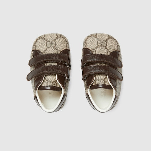 Baby Gucci Ace sneaker - beige and ebony GG Supreme