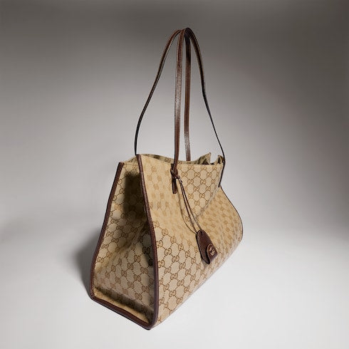 Gucci Londra large tote bag - sand and brown GG canvas