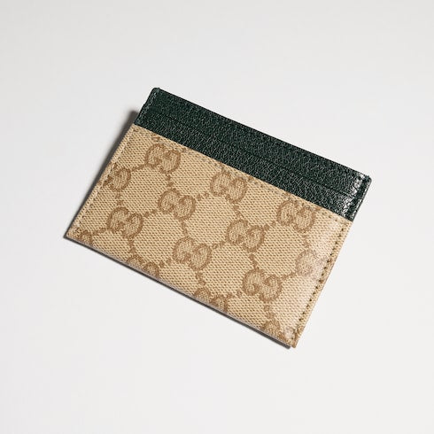 Gucci Essence Classic card case - sand and brown coated GG canvas