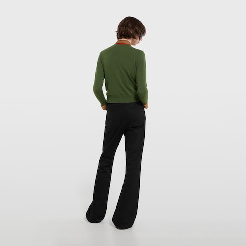 Knit cashmere sweater with ribbon - green