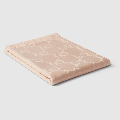 GG wool silk jacquard blanket - ivory
