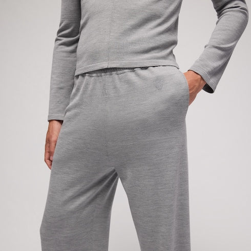 Wool silk leisure pants with embroidery - grey