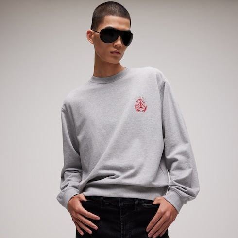 Cotton jersey mélange sweatshirt - light grey