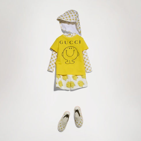 Children's cotton T-shirt with print - yellow