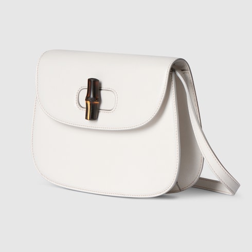Bamboo mini bag - white leather