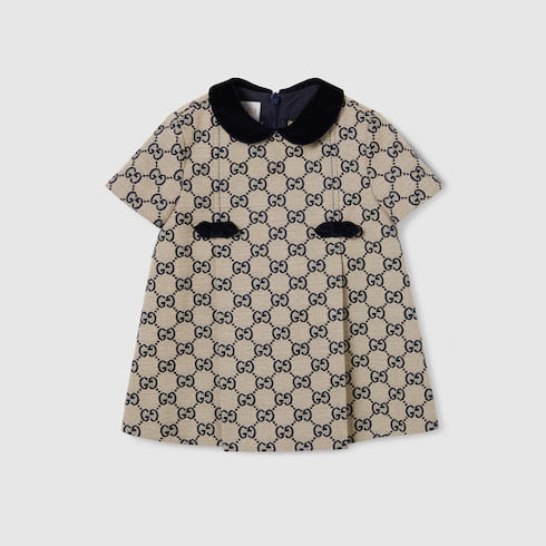 Baby GG canvas dress - beige and blue