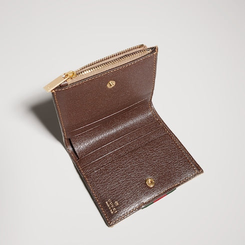 Small wallet with Web - sand and brown GG canvas