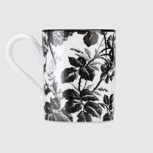Herbarium mug - black and white porcelain