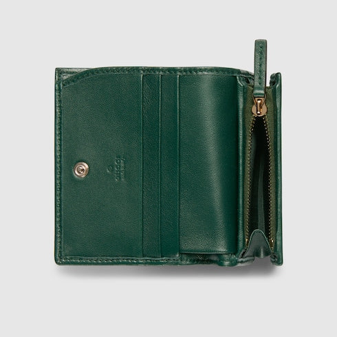 GG Marmont card case wallet - green leather
