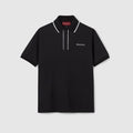 Cotton piquet polo shirt with embroidery - black
