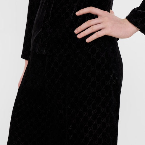 GG stretch velvet devoré pants - black