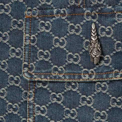 GG cotton denim jacquard jacket - blue