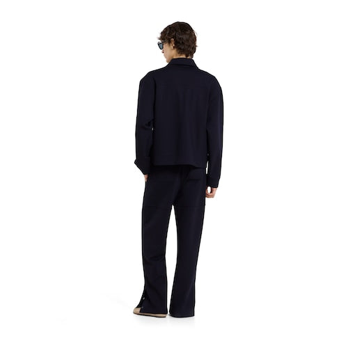 Cotton jersey jacket with embroidery - dark blue